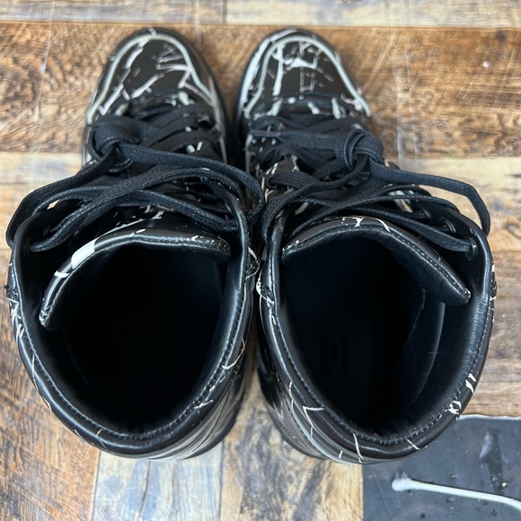 Balenciaga Womens Leather Marble Print High  Sneakers White Black Size 37 / 7 US - Picture 7 of 11
